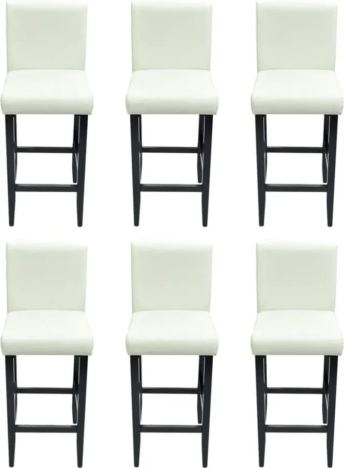 vidaXL Scaune de bar, 6 buc., alb, piele ecologică
