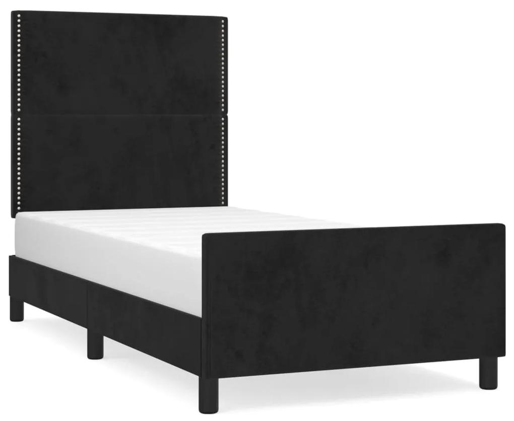 3125680 vidaXL Cadru de pat cu tăblie, negru, 100x200 cm, catifea
