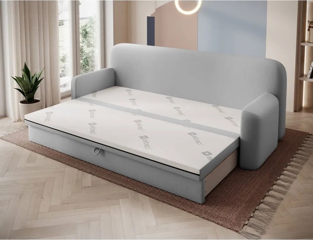 Canapea gri deschis extensibilă/cu spațiu de depozitare cu tapițerie din catifea 236 cm Elioss – ELTAP