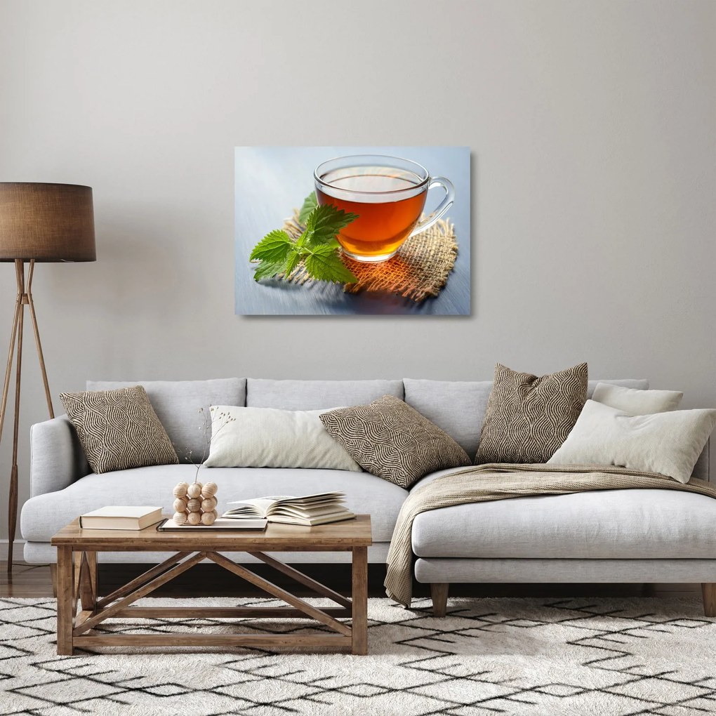 Tablou pe sticlă cu ceașca cu ceai (70x50 cm)