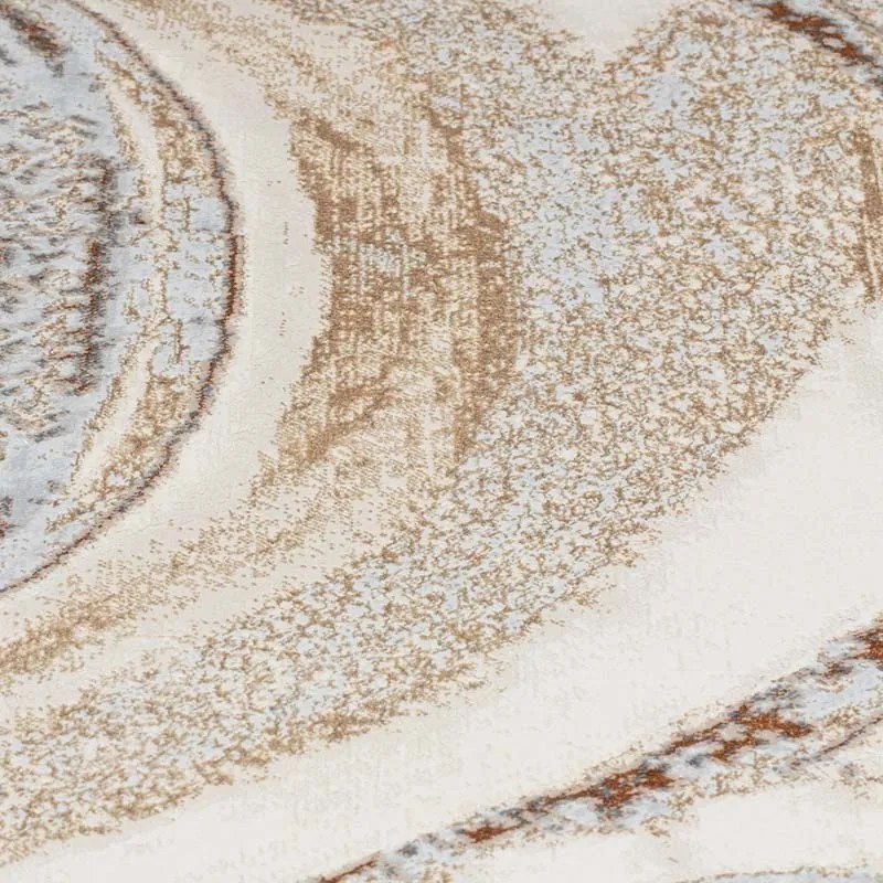 60x100 cm Covor premium Copper, 70% Polyester și 30% Polipropilenă, Design Modern, Crem/Auriu, Densitate 2500 gr/m2, EFHE7831003
