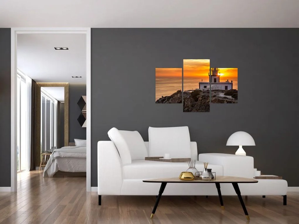 Tablou cu far în apus de soare (90x60 cm)