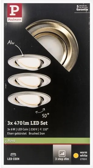 Paulmann 93483 - Set 3x LED 6,5W IP23 lumini baie NOVA 230V dimabil