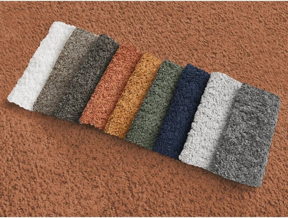 Colțar portocaliu extensibil/cu spațiu de depozitare cu tapițerie din țesătură bouclé (cu colț pe partea stângă/cu șezlong) Montaigne – Bobochic Paris