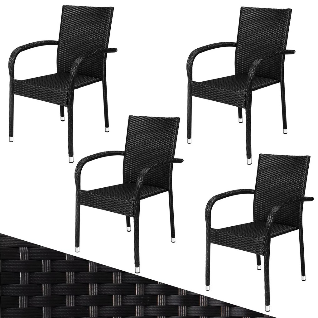 Deuba Scaune de ratan Comfort 4 buc - negru