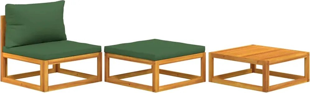 vidaXL Set mobilier de grădină cu perne, 3 piese, lemn masiv acacia