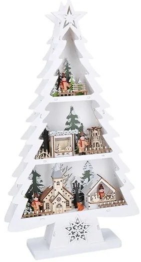 Solight 1V283 - Brăduț din lemn cu LED pentru Crăciun, 13 x LED, 2 x AA