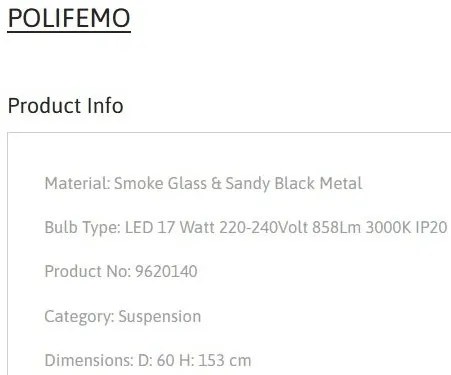 Lustra LED design modern POLIFEMO fumuriu, 60cm