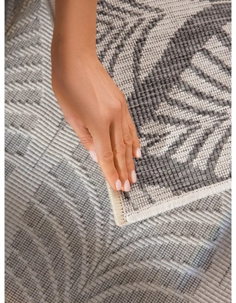Covor tip traversă pentru interior și exterior gri/fildeș 80x250 cm Duet Liora – NORTHRUGS