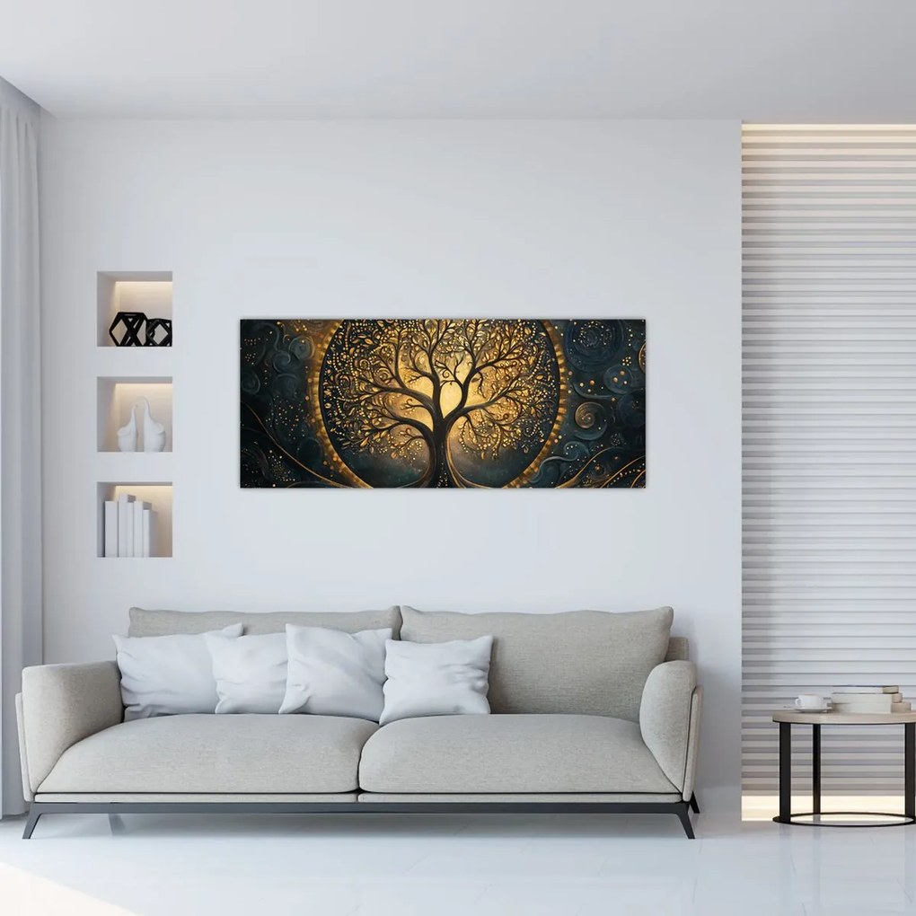 Tablou – Arbore cu aură aurie (120x50 cm)