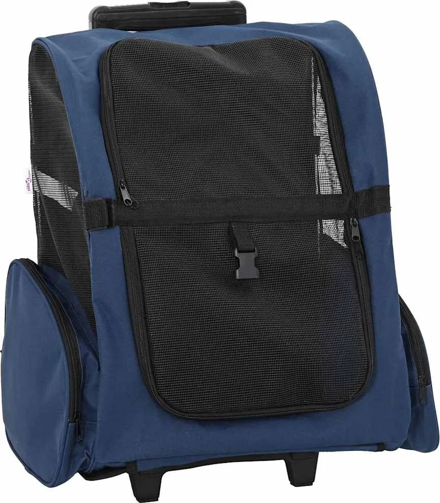 vidaXL Cărucior pentru animale de companie 3 în 1, design albastru, 48x32x(57-106) cm, material Oxford