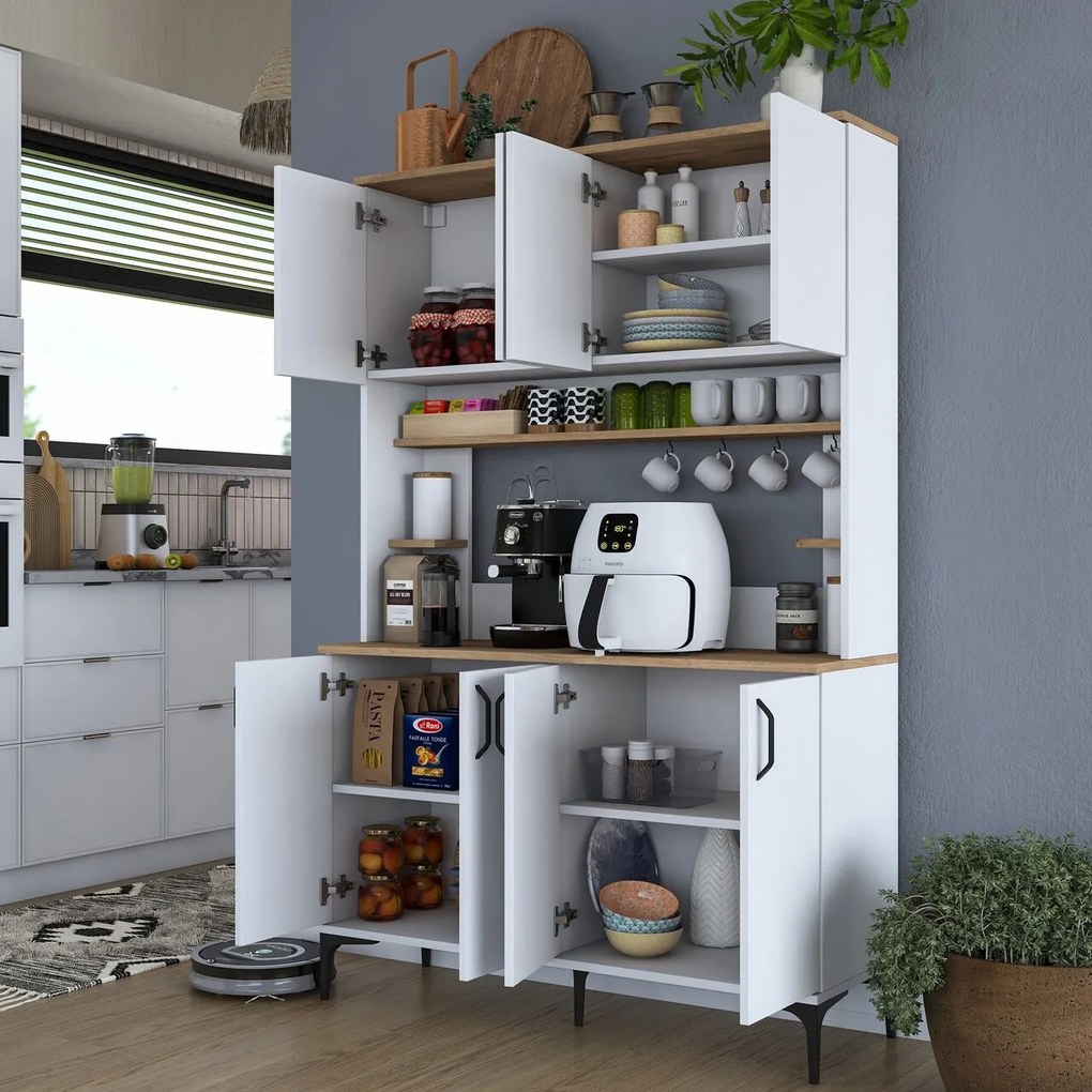 Dulap multifunctional, Hanah Home, JE176, 120x184.2x40 cm, Nuc/Alb