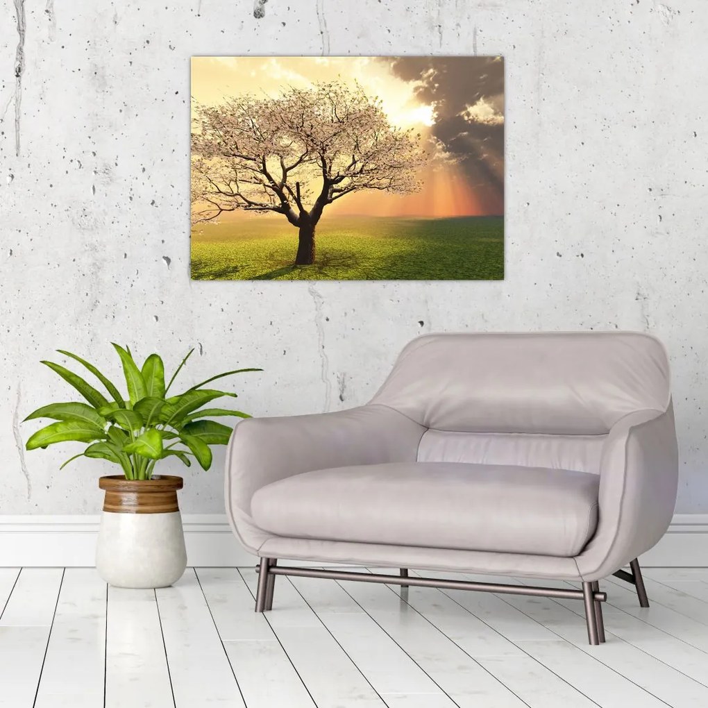 Tablou cu copac pe luncă (70x50 cm)