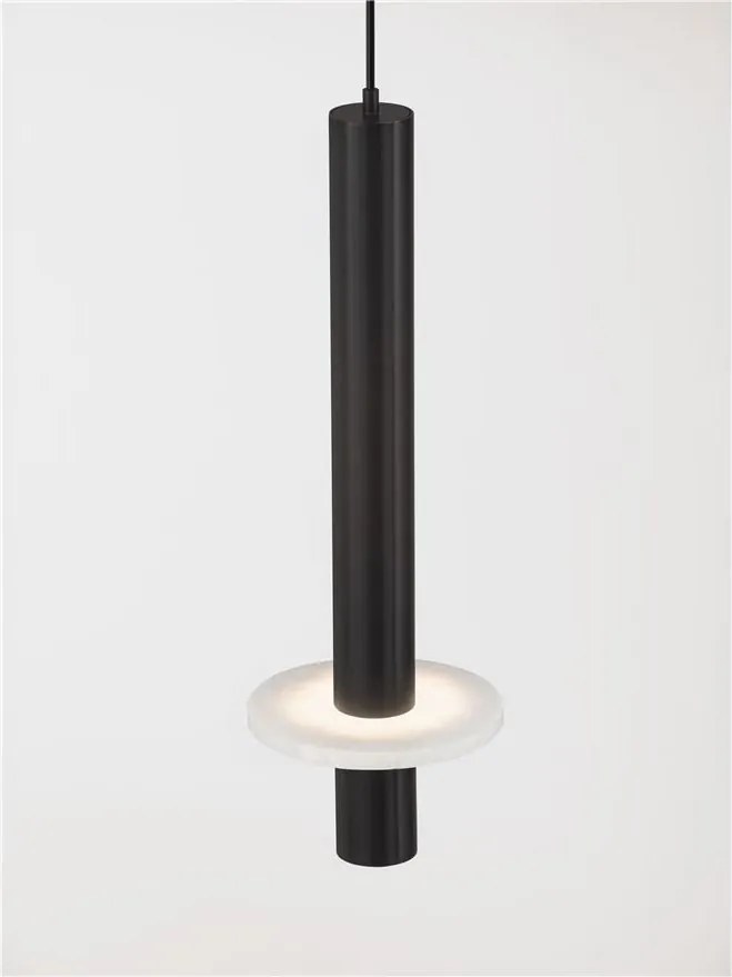 Pendul tub subtire aluminiu negru si alabastru LED NOEMI