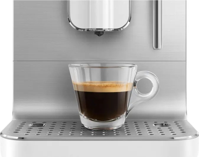 Espressor SMEG Collezione BCC12WHMEU, 1350 W, 19 bar, 1,4 l, 8 functii, Rasnita incorporata, Spumare lapte, Alb