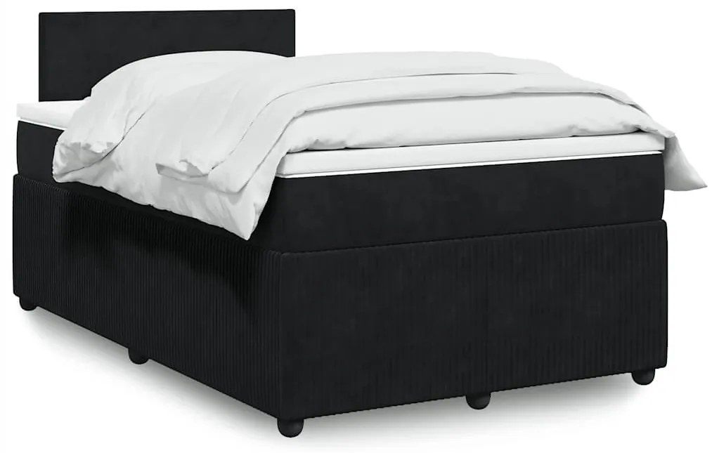 vidaXL Pat box spring cu saltea, negru, 120x200 cm, catifea