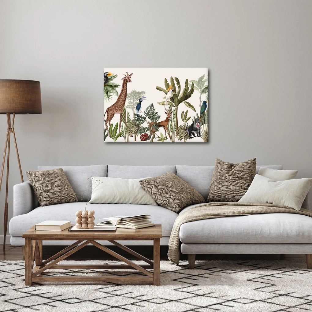 Tablou - Jungla plină de animale (70x50 cm)