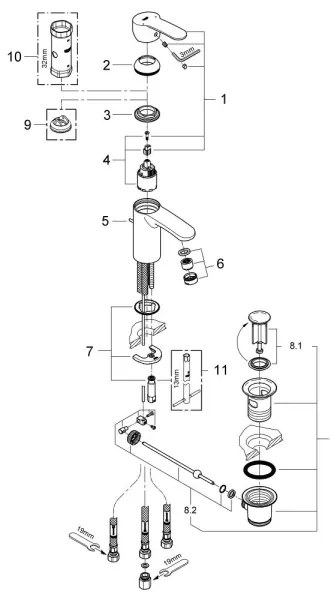 GROHE 33561002 - Baterie pentru lavoar EUROSTYLE COSMOPOLITAN DN 15, crom lucios