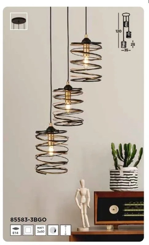 Lustra cu 3 pendule design modern Spring