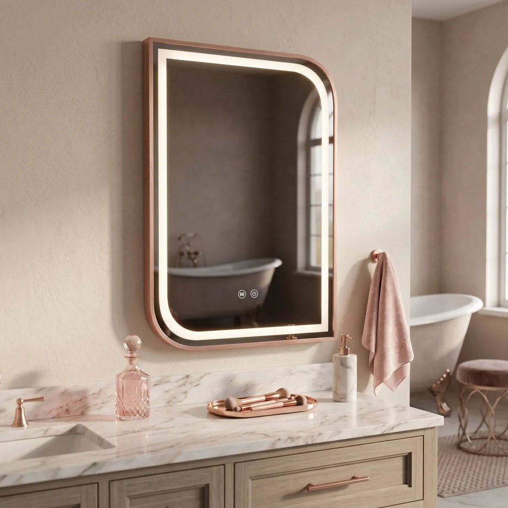 Oglindă LED ZONE 70x50 BRUSH ROSE GOLD
