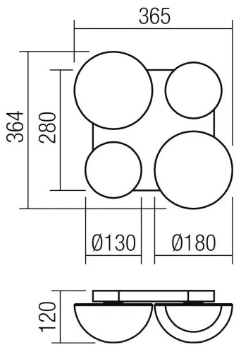 Redo 01-4333 - Plafonieră LED LUMIEN 4xLED/26W/230V 2700/3000K CRI90 neagră