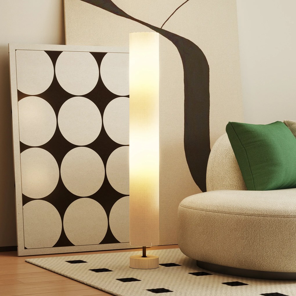 HOMCOM Lampadare de podea pentru living cu abajur din in, comutator de picior, 2 x dulie E27, 120 cm, gri | Aosom Romania