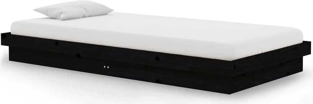 vidaXL Cadru de pat, negru, 100x200 cm, lemn masiv de pin