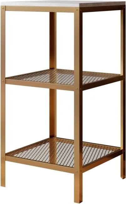 Raft metalic pentru carti, 40x80x40 cm, Rolin 1, ADRK Furniture (Culoare: Auriu / Natural)