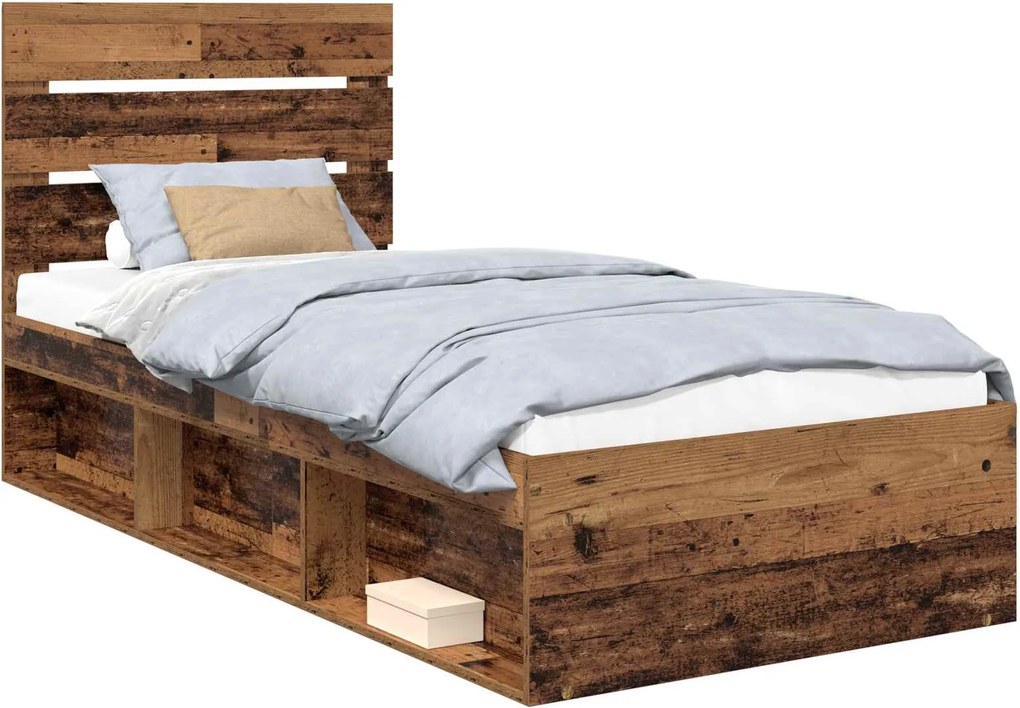 vidaXL Cadru de pat Lemn vechi 90 x 200 cm Lemn de pin masiv