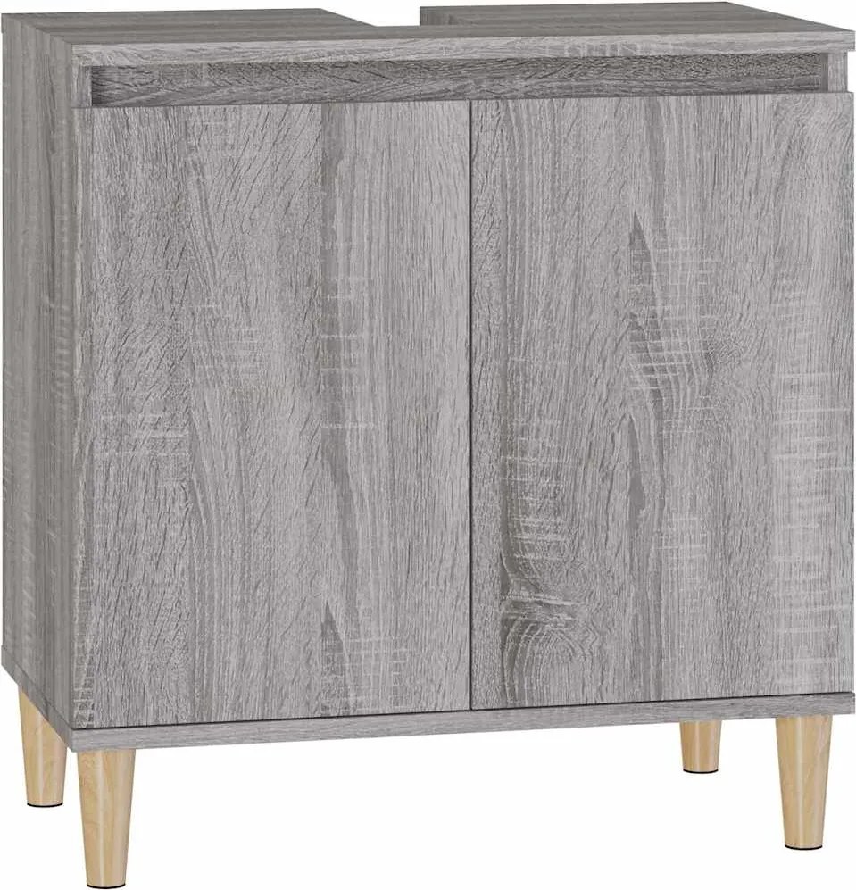 vidaXL Dulap de chiuvetă, gri sonoma, 58x33x60 cm, lemn prelucrat