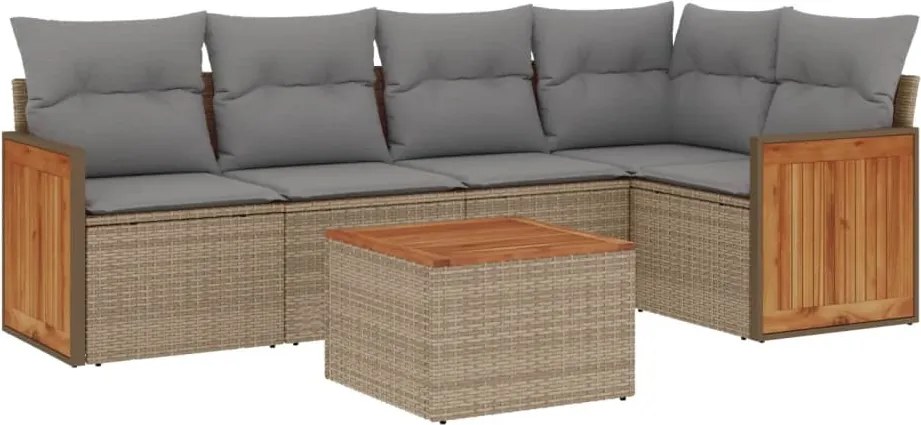 vidaXL Set canapele de grădină cu perne, 6 piese, bej, poliratan