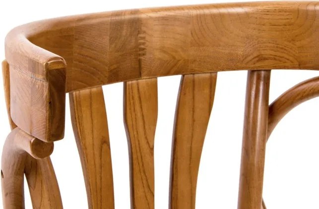 Scaun dining vintage din lemn masiv de ulm, finisaj natural, 40×40×77 cm, „Vienna"