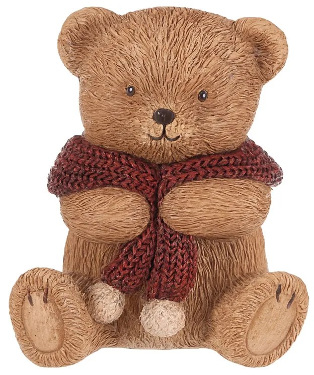 Decorațiune Ursuleț cu eșarfă roșie, poliresină, 10 cm