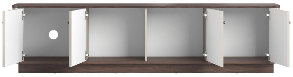 Dulap TV Vesper 187 cm cu 4 uși - cașmir / nuc / mânere aurii