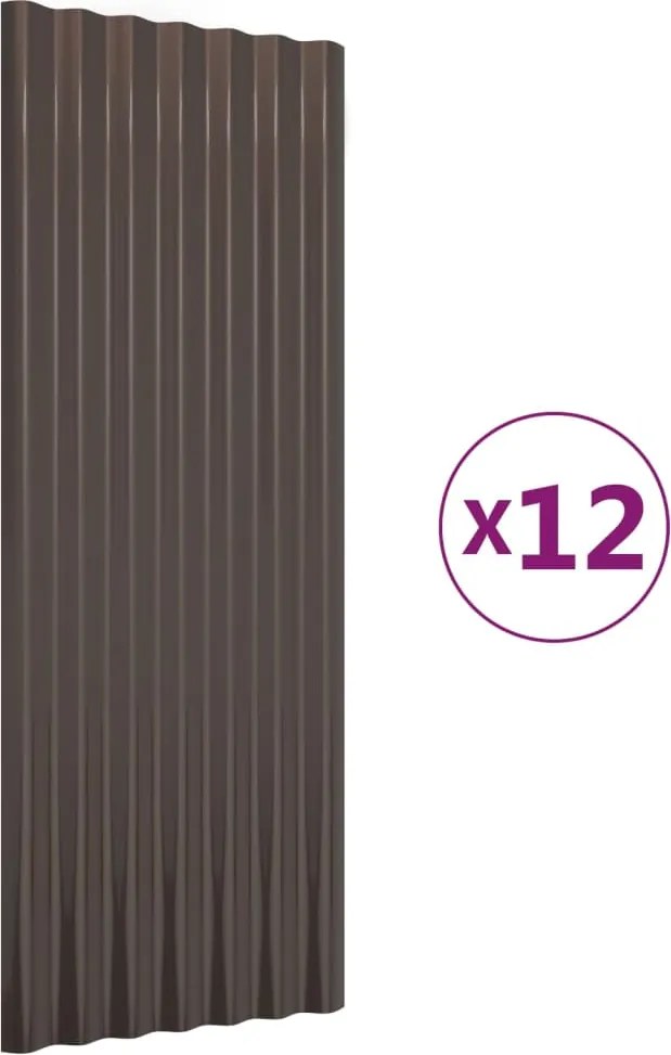 vidaXL Panouri de acoperiș 12 buc. oțel galvanizat maro 100x36 cm