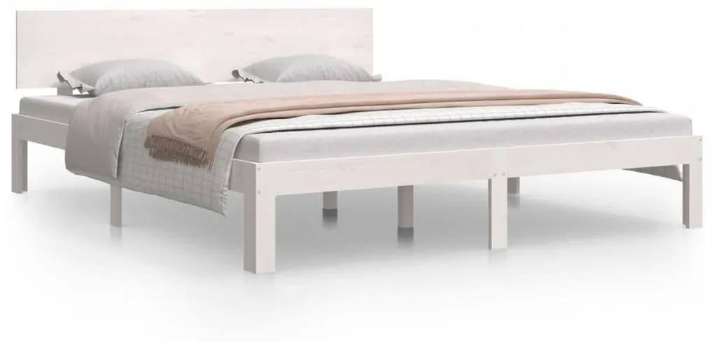 810506 vidaXL Cadru de pat, alb, 160x200 cm, lemn masiv de pin