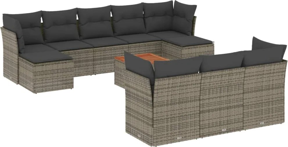 vidaXL Set canapele de grădină cu perne, 11 piese, gri, poliratan