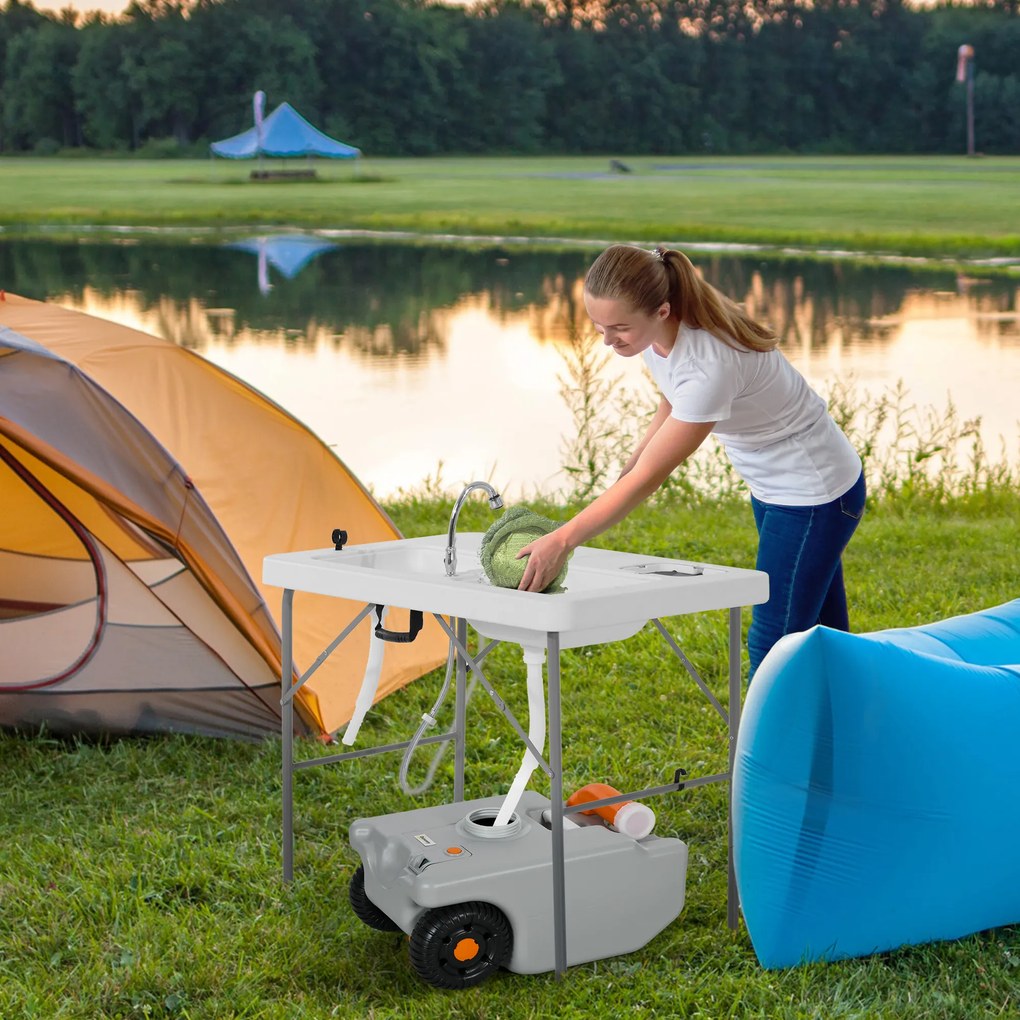 Rezervor Apă 22L Camping Roți Gri | Aosom Romania