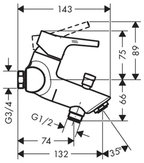 Baterie cada, monocomanda, crom