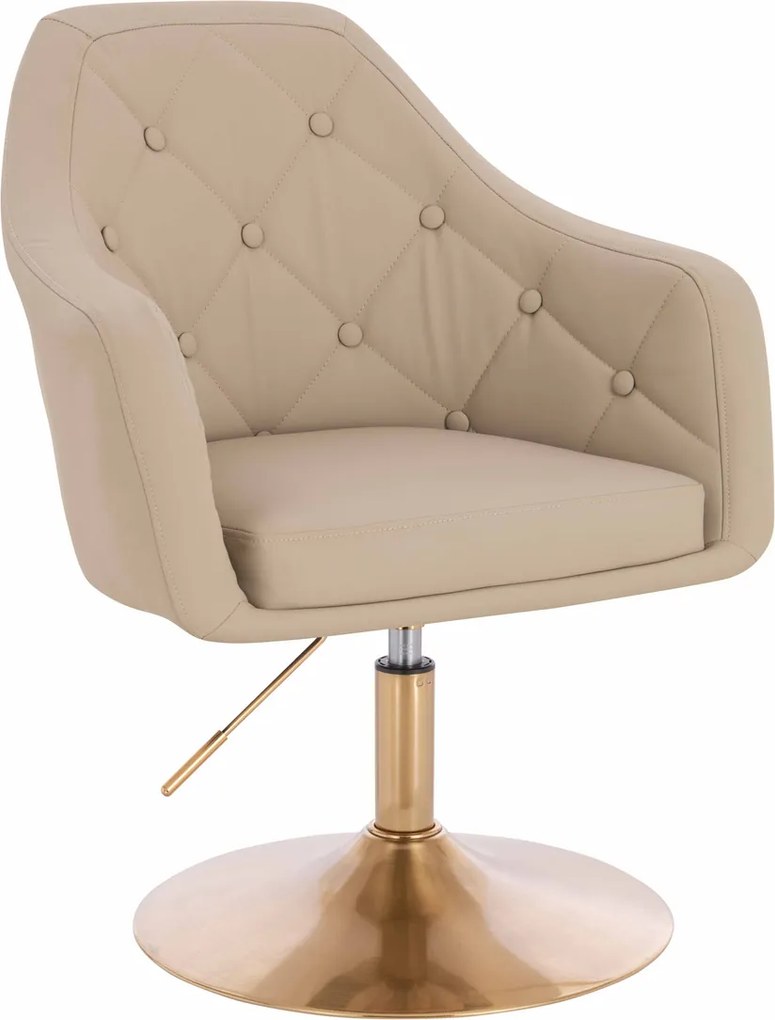 HR831N Scaun Crem Piele Ecologica Premium Soft cu Bază Aurie