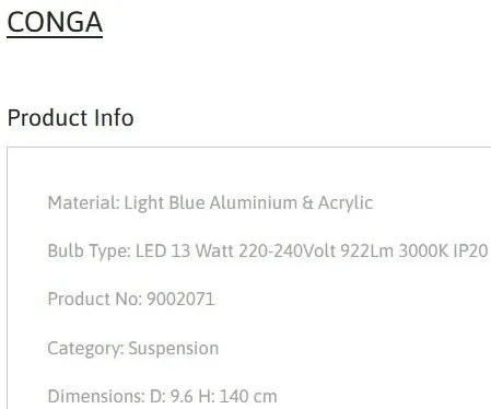 Pendul LED stil minimalist CONGA albastru