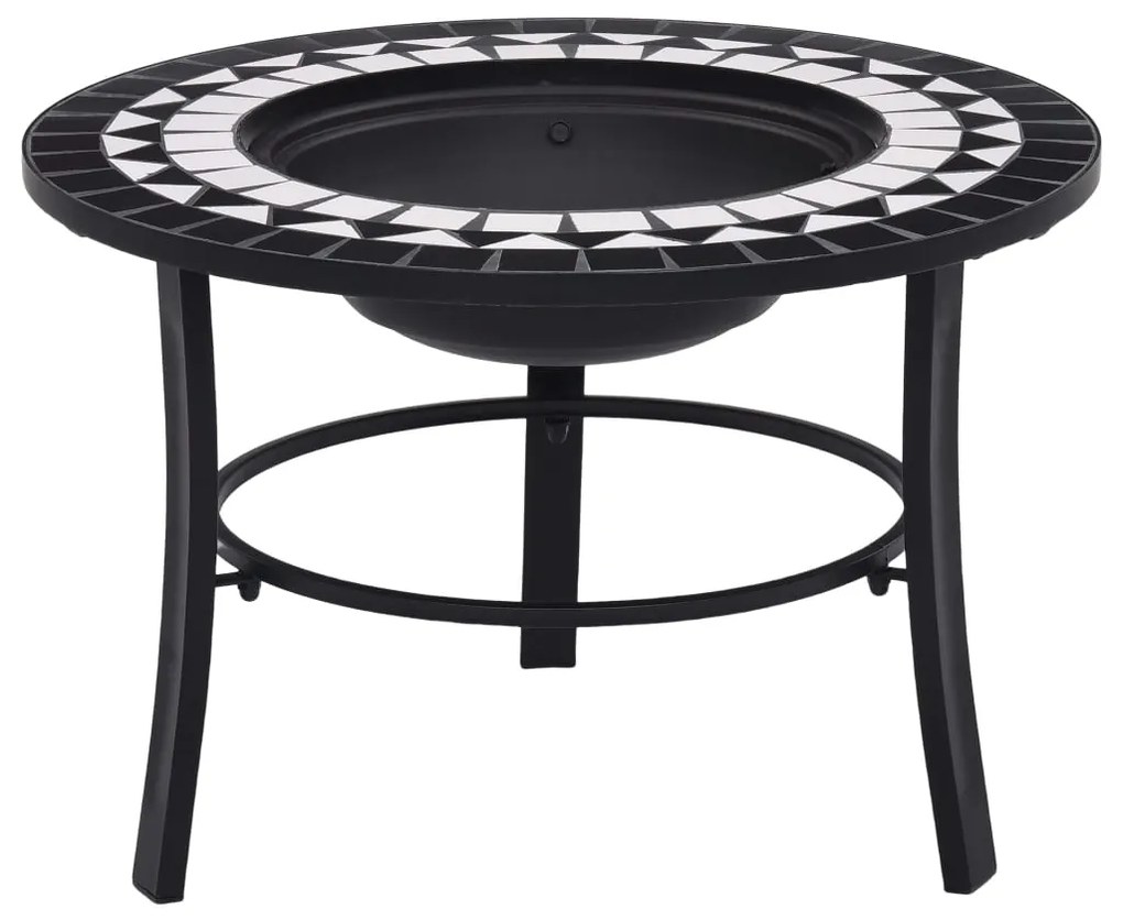 vidaXL Vatră de foc cu mozaic, negru și alb, 68 cm, ceramică