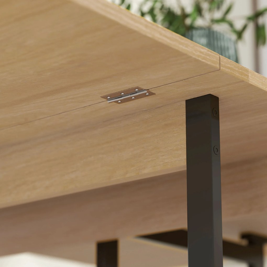 HOMCOM Masă de sufragerie pliabilă pe roți 4 persoane cu compartimente deschise, pentru spații mici, sufragerie, stejar | Aosom Romania