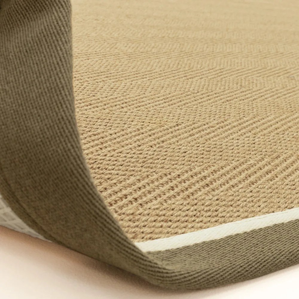 Covor kaki/în culoare naturală reversibil, țesut manual din iută 160x230 cm Bordo Herringbone Khaki – Asiatic Carpets