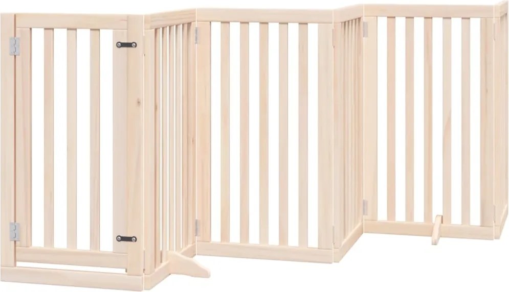 vidaXL Poartă de acces pentru câini cu ușă pliabilă, 6 panouri, 300 cm, lemn de plop