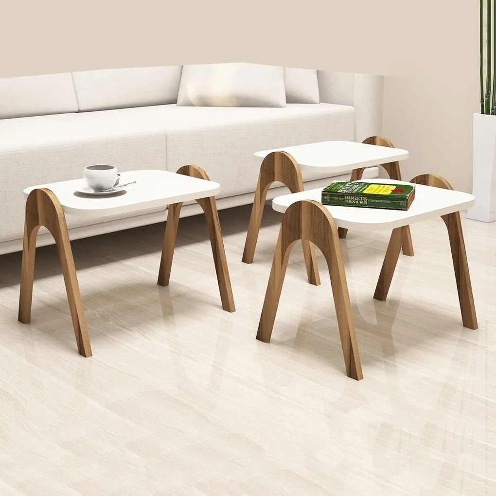 Măsuță auxiliară Paris Cream, 3 buc.