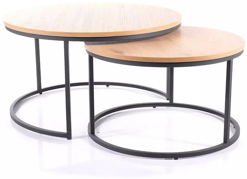 Set 2 mese de cafea Atlanta III stejar/negru