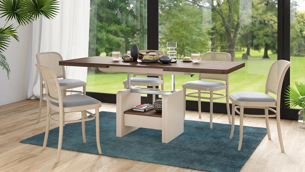 Mazzoni LEXUS Stejar Maro/Bej (Șampanie) - MĂSUȚĂ DE CAFEA EXTENSIBILĂ MODERNĂ