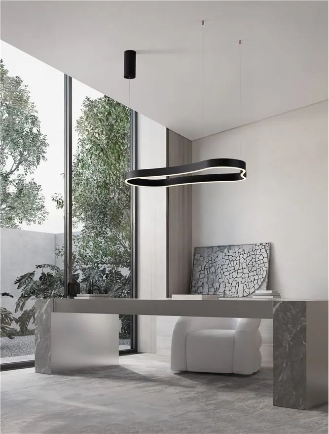 Lustra LED suspendata design modern DUSSA negru, 90x45cm