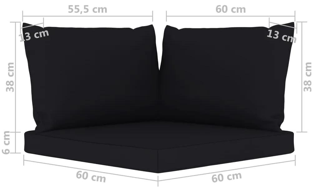Set mobilier de gradina, 9 piese, cu perne negre Negru, 4x colt + 4x mijloc + masa, 1